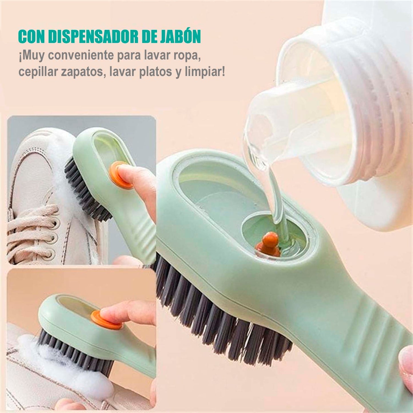Cepillo Multifuncional para Zapatos con Dispensador de Jabón