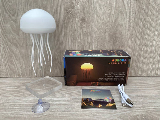 Lámpara Medusa LED RGB con Movimiento Realista y Sensor de Sonido | Luz Nocturna Decorativa Recargable