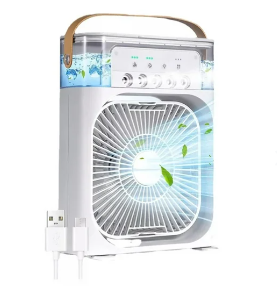 Mini Aire Acondicionado Portátil con Luz LED y Rociador de Agua